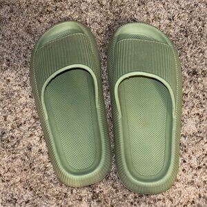 Green Slide Sandals
